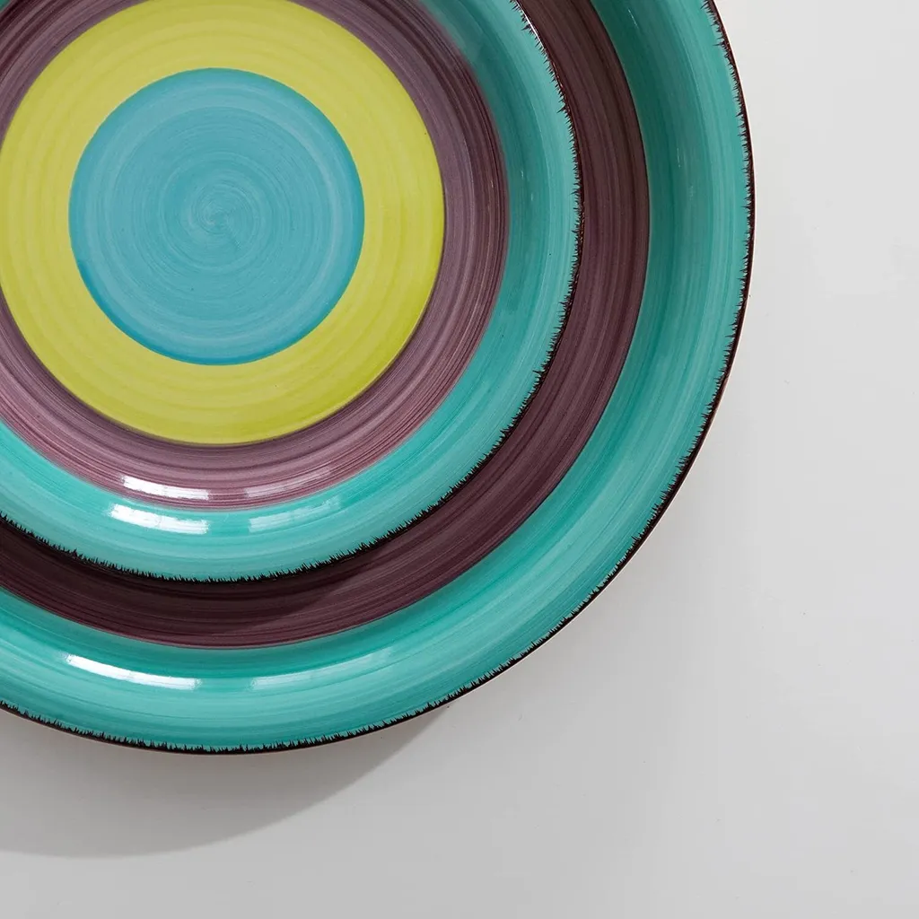 Tafelservice Steingut, Vancasso ARCO 36-teiliges Kombiservice Set, Vintage Geschirrservice Mit Je 12 Speiseteller, Kuchenteller Und Suppenteller, Für 12 Personen, Regenbogen Stil 7 Tafelservice Steingut, Vancasso ARCO 36-teiliges Kombiservice Set, Vintage Geschirrservice Mit Je 12 Speiseteller, Kuchenteller Und Suppenteller, Für 12 Personen, Regenbogen Stil – Bild 5