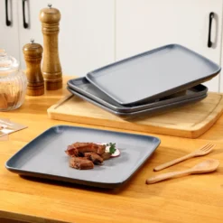 LOVECASA Tafelservice, 4-tlg Set Quadratische Speiseteller Aus Steingut, Flachteller, Frühstücksteller Für 4 Personen, Grau 16 LOVECASA Tafelservice, 4-tlg Set Quadratische Speiseteller Aus Steingut, Flachteller, Frühstücksteller Für 4 Personen, Grau -Küchenbedarf Laden 041d294c23f8319ec4ae20e1c816dca9