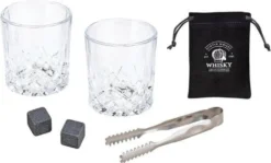 Whisky Geschenkset Nicht Nur Für Whisky Liebhaber:innen, 8 Granit Whisky Steine, 2 Whiskygläser, Eiswürfelzange Und Samtbeutel In Toller Holz Geschenkbox. Neidfaktor Inclusive -Küchenbedarf Laden 04a752880ff5dbc4fa1d99a8a5dd7b63
