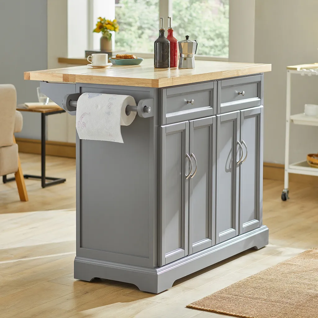 SoBuy FKW71-HG Kücheninsel Küchenwagen Mit Erweiterbarer Arbeitsplatte Küchenschrank Servierwagen Holz BHT Ca.: 115x92x46-71cm 5 SoBuy FKW71-HG Kücheninsel Küchenwagen Mit Erweiterbarer Arbeitsplatte Küchenschrank Servierwagen Holz BHT Ca.: 115x92x46-71cm – Bild 3