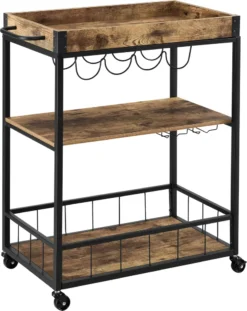 Servierwagen Barwagen Mit Flaschen- Und Glashalter Beistellwagen Allzweckwagen Rollwagen Schwarz/holzfarben [en.casa] -Küchenbedarf Laden 0811e42ecf05a824f8a348884c4b32e0