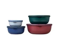 Mepal - Cirqula Vorratsdose Multi Schüssel & Schalen 4-teiliges Set Rund - Aufbewahrungsbox & Frischhaltedosen - 350, 750, 1250, & 2250 Ml - Sortiert