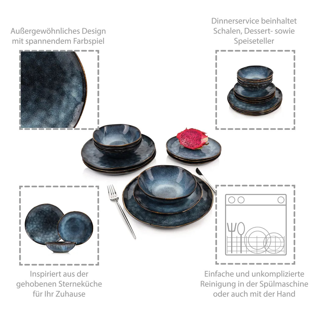 Sänger SÄNGER Steingut Geschirrset Tokio, Tafelservice 12 Teilig Für 4 Personen 8 Sänger SÄNGER Steingut Geschirrset Tokio, Tafelservice 12 Teilig Für 4 Personen – Bild 6