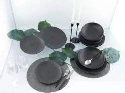 CreaTable 23211 Tafelservice Elements Collection Vesuvio Black Für 4 Personen, Steinzeug, Schwarz/grau (1 Set, 12-teilig) -Küchenbedarf Laden 0a7b287f323994c4f5db7480f37749ac