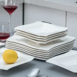 MALACASA, Serie Amparo, Cremeweiß Porzellan Tafelservice 12 Tlg. Set Speiseteller Und Suppenteller Geschirrset Für 6 Personen -Küchenbedarf Laden 0a806c8cd859bd61fa6ff2b141987c95