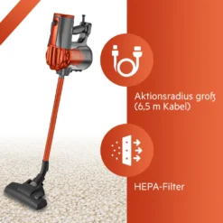 Clatronic Bodenstaubsauger, 2in1 Boden- Und Handstaubsauger, Vacuum Cleaner, Staubsauger Beutellos, Staubsauger Mit HEPA-Filter, Mikrofiltersystem, 600 Watt, Anthrazit/orange, BS 1306 N -Küchenbedarf Laden 0af6a5ac6f0ac69c98873e3538ef9ccf