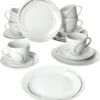 Van Well 18tlg. Kaffee-Service Home Für 6 Personen I 6x Tasse 180ml, 6x Untertasse + 6x Kuchenteller I Porzellan-Geschirr Mit Streifen In Grau, Schwarz & Creme I Kaffeepott, Dessert-Teller 2 Van Well 18tlg. Kaffee-Service Home Für 6 Personen I 6x Tasse 180ml, 6x Untertasse + 6x Kuchenteller I Porzellan-Geschirr Mit Streifen In Grau, Schwarz & Creme I Kaffeepott, Dessert-Teller -Küchenbedarf Laden 0b61d6a9c8160eebb22976d32cd622bc