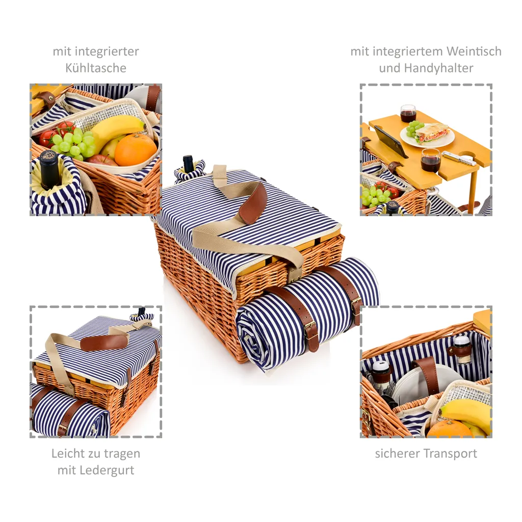 Sänger SÄNGER Picknickkorb Borkum Mit Integriertem Tisch & Kühltasche 25 Teilig Für 4 Personen 4 Sänger SÄNGER Picknickkorb Borkum Mit Integriertem Tisch & Kühltasche 25 Teilig Für 4 Personen – Bild 2