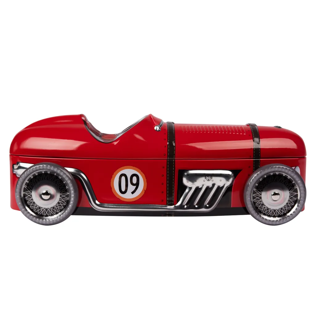 Roter Sportwagen Mit Drehbaren Rädern, Aufbewahrungsdose, Blechdose Lebensmittelecht 4 Roter Sportwagen Mit Drehbaren Rädern, Aufbewahrungsdose, Blechdose Lebensmittelecht – Bild 2