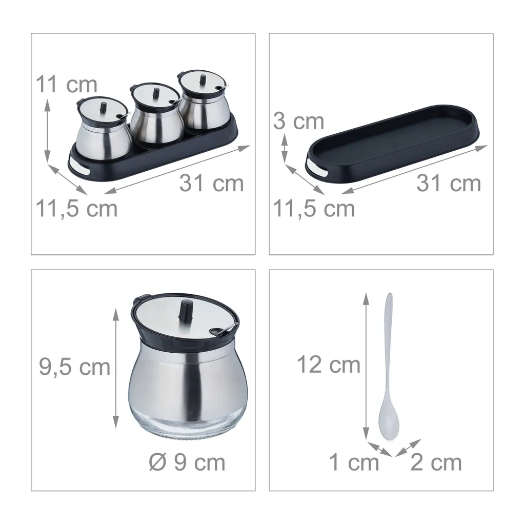 Relaxdays 3er Gewürzgläser Set Mit Tablett 6 Relaxdays 3er Gewürzgläser Set Mit Tablett – Bild 4