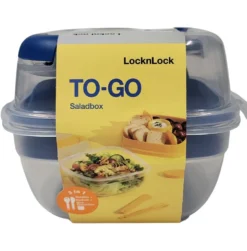 Lock & Lock To Go Salatbox 3 In1 Salatbox-Set Messer Gabel Saucenbehälter Blau -Küchenbedarf Laden 0ec895315679592e3e6b8777385370e1
