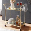 WOHNLING Design Servierwagen Gold 73x78x37 Cm Küchenwagen Glas / Metall | Mobiler Beistelltisch | Speisewagen Mit Glasplatte | Teewagen Mini Bar Auf 4 Rollen -Küchenbedarf Laden 0f4307fea7e4dea18ba3c7358631e979