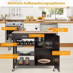 COSTWAY Küchenwagen Auf Rollen, Kücheninsel Mit Schublade, Weinregal, Offene Regale & Handtuchhalter, Platzsparender Servierwagen, Für Küche, Esszimmer, Bar, Braun 11 COSTWAY Küchenwagen Auf Rollen, Kücheninsel Mit Schublade, Weinregal, Offene Regale & Handtuchhalter, Platzsparender Servierwagen, Für Küche, Esszimmer, Bar, Braun -Küchenbedarf Laden 1030184f4c303e0df64f60262c06892a