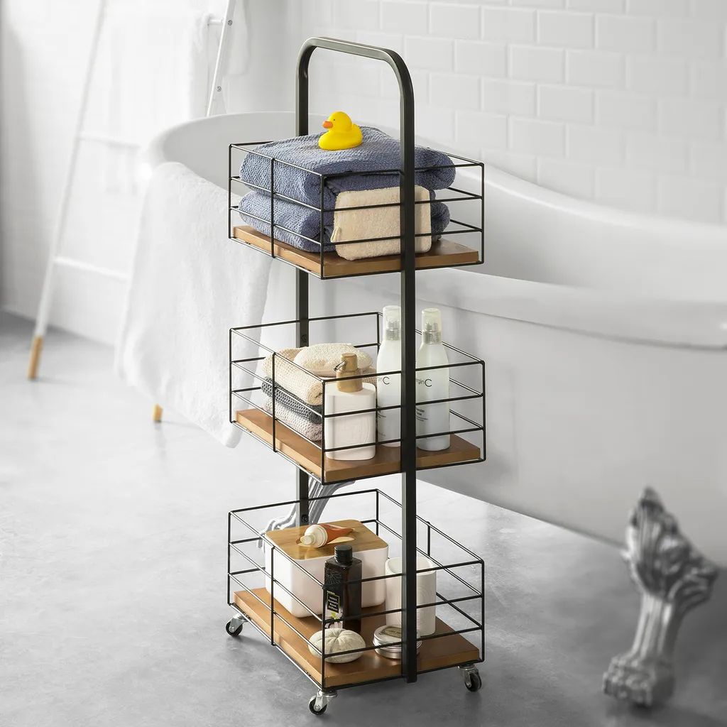 SoBuy NSR06-N Rollregal Mit 3 Körben Bad Wagen Badregal Küchenregal Rollbar Standregal Mit Griff Rollwagen Metall 4 SoBuy NSR06-N Rollregal Mit 3 Körben Bad Wagen Badregal Küchenregal Rollbar Standregal Mit Griff Rollwagen Metall – Bild 2