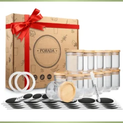 PORADA 12 Stapelbare Gewürzgläser Set 150ml Glasbehälter Mit Deckel Aufbewahrung Küche Gewürzdosen Vorratsdosen Glas Mit Deckel Aufbewahrungsgläser Küchenorganisation Aufbewahrung… -Küchenbedarf Laden 1521b953202d5eec8e5363829fa5d1b8