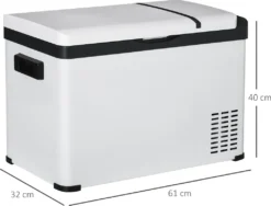 Outsunny Kühlbox Auto 30L Mit LCD-Anzeige Kompressor Autokühlschrank Elektrisch Boot Camper Reisen 12/24V DC Und 110-240V AC Weiß -Küchenbedarf Laden 161ef39d2ba0aeb3215d01590d22e2d0