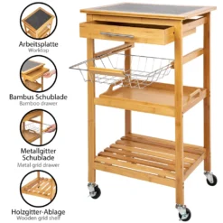 ONVAYA Küchenwagen Kyoto Auf Rollen, Küchenrollwagen Aus Bambus Mit Arbeitsplatte Schwarz Aus Stein, Praktischer Beistellwagen Für Die Küche Inkl. Schubladen 11 ONVAYA Küchenwagen Kyoto Auf Rollen, Küchenrollwagen Aus Bambus Mit Arbeitsplatte Schwarz Aus Stein, Praktischer Beistellwagen Für Die Küche Inkl. Schubladen -Küchenbedarf Laden 168b274176a00f2e14e8b46601d8e11b