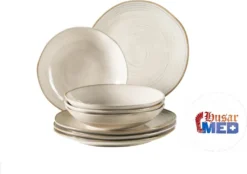Mäser 931371 Nottingham Vintage Tafel-Service Für 4 Personen Mit Speiseteller Und Suppenteller Im Retro-Look, Steinzeug, Beige, 8-teilig (1 Set) -Küchenbedarf Laden 16b895b459f6ee168096a42ea102e503