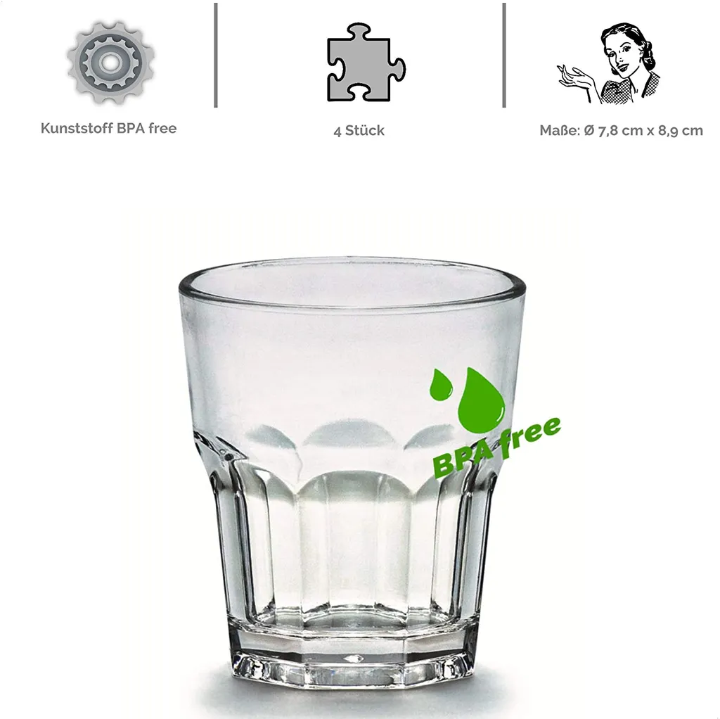 4 X Bruchfeste Gläser Becher Langlebige Wassergläser Aus Stabilem Kunststoff Saft Whisky Glas Partybecher Whiskybecher Trinkbecher In Echter Glasoptik Stapelbar 7 4 X Bruchfeste Gläser Becher Langlebige Wassergläser Aus Stabilem Kunststoff Saft Whisky Glas Partybecher Whiskybecher Trinkbecher In Echter Glasoptik Stapelbar – Bild 5