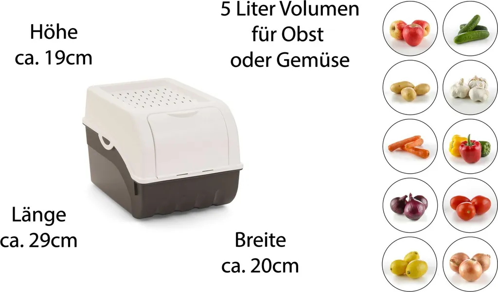 Novaliv 2x Mittel 5L Weiß Gemüsebox Kartoffel Aufbewahrungsbox Vorratsdose Zwiebeltopf Knoblauchbox Obsttopf 4 Novaliv 2x Mittel 5L Weiß Gemüsebox Kartoffel Aufbewahrungsbox Vorratsdose Zwiebeltopf Knoblauchbox Obsttopf – Bild 2