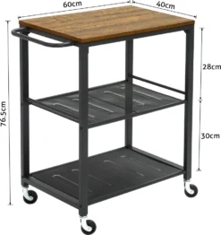 Meerveil Vintage Servierwagen Auf 4 Rollen, Küchenwagen Mit 3 Ebenen, Küchenregal Aus Stabiles Metallgestell, , Rollewagen Mit 2 Gitterebenen, Nachttisch -Küchenbedarf Laden 1aaf1698621dcb2e6b49ada3c3f4a2be