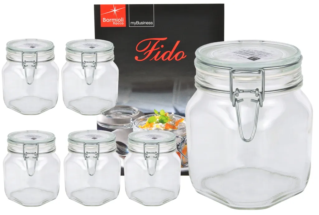 6er Set Einmachglas Bügelverschluss Original Fido 0,75L Incl. Bormioli Rezeptheft 3 6er Set Einmachglas Bügelverschluss Original Fido 0,75L Incl. Bormioli Rezeptheft