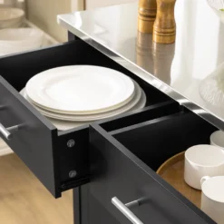 SoBuy FKW108-SCH Design Küchenwagen Mit Edelstahlplatte Kücheninsel Küchenschrank Rollwagen Sideboard Servierwagen Schwarz BHT Ca.: 107x94x46cm -Küchenbedarf Laden 1e53fc31d74a04330a1fc8fd91e326cd