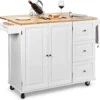 COSTWAY Küchenwagen Rollbar, Kücheninsel Mit Handtuchhalter, Küchenschrank Aus Holz, Servierwagen Weiß, Kücheninselwagen, Mikrowellenwagen, Sideboard 135x76x91cm -Küchenbedarf Laden 1ec500eafc107a7d8595e030a001bcab