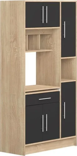 Küchenbuffet Buffetschrank Mit 5 Türen & 1 Schublade - Schwarz & Eichefarben - MADY -Küchenbedarf Laden 1f21960d3f4a108711b5b8de5316f5b5