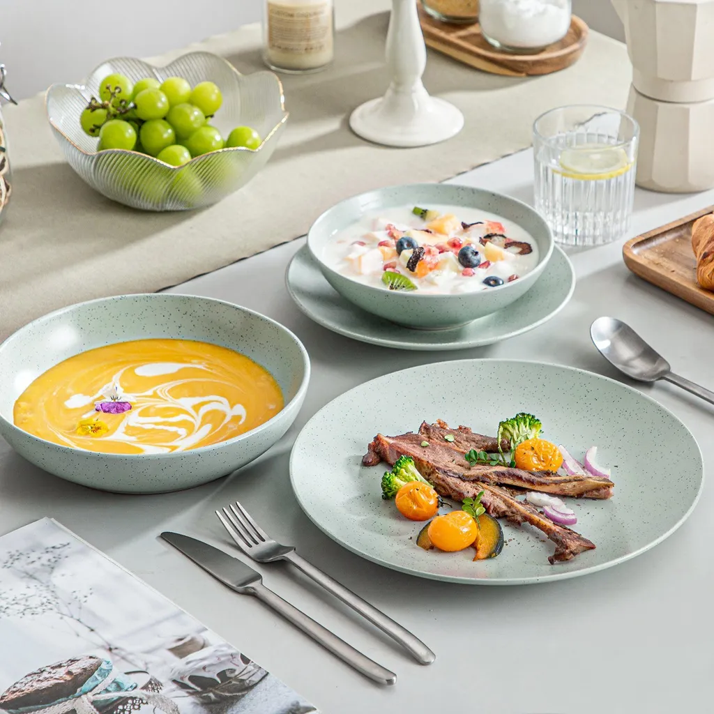 Tafelservice Steingut, Vancasso SABINE 32-teiliges Geschirrset, Modernes Kombiservice Für 8 Personen, Sesam Design 6 Tafelservice Steingut, Vancasso SABINE 32-teiliges Geschirrset, Modernes Kombiservice Für 8 Personen, Sesam Design – Bild 4