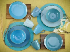 CreaTable 20157 Kombiservice Nature Collection Aqua Für 4 Personen, Steinzeug, Aqua (1 Set, 16-teilig) -Küchenbedarf Laden 220b8099d0052f088b44589cd92bc320