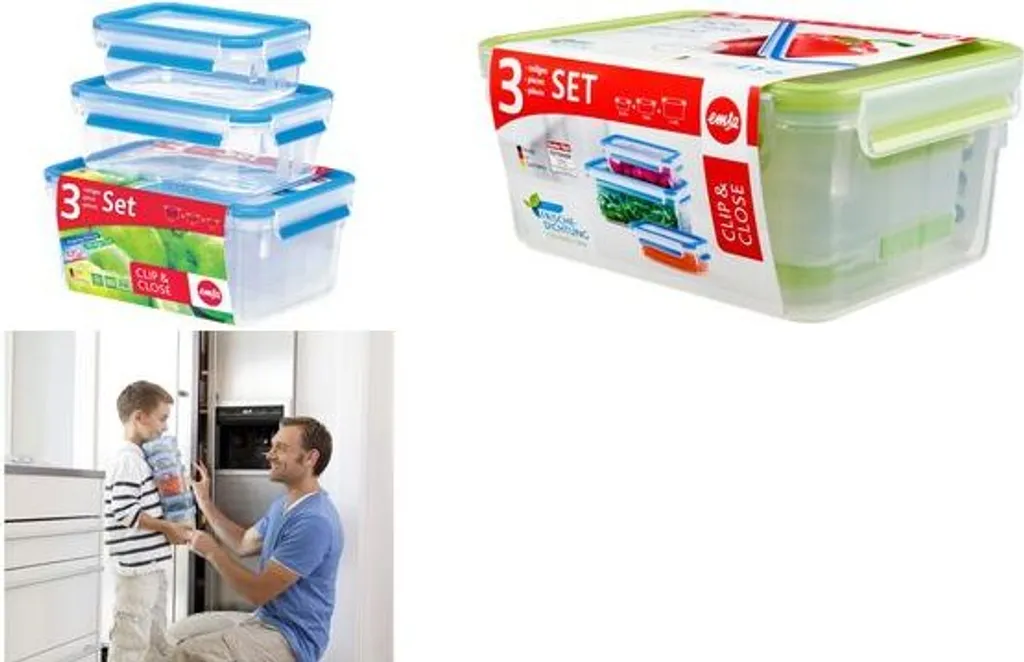 Emsa Frischhaltedose CLIP & CLOSE, 3er Set, 0,55/1,0/2,30 L, Farbe Grün 11 Emsa Frischhaltedose CLIP & CLOSE, 3er Set, 0,55/1,0/2,30 L, Farbe Grün – Bild 9
