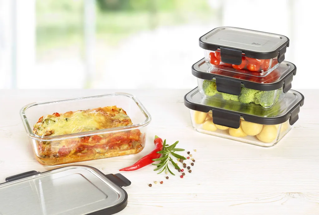 Steuber Glas Frischhaltedose 1500ml Mit Schwarzem Edelstahldeckel, Luftdichter Silikon-Klickdeckel, Backofengeeignet 3 Steuber Glas Frischhaltedose 1500ml Mit Schwarzem Edelstahldeckel, Luftdichter Silikon-Klickdeckel, Backofengeeignet