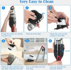 Handstaubsauger, Akku Handstaubsauger 7000PA Beutellos Handsauger Nass/Trocken Akkusauger Schnellaufladung Autostaubsauger Mit 2 Waschbarer Filterr Für Haus & Auto Reinigung -Küchenbedarf Laden 2b5351ed421013f3905a6e200d719632