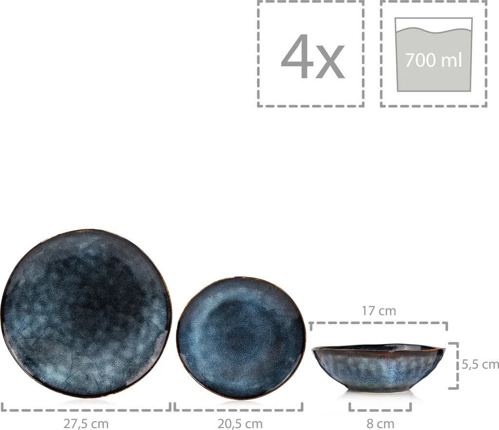 Sänger SÄNGER Steingut Geschirrset Tokio, Tafelservice 12 Teilig Für 4 Personen 9 Sänger SÄNGER Steingut Geschirrset Tokio, Tafelservice 12 Teilig Für 4 Personen – Bild 7