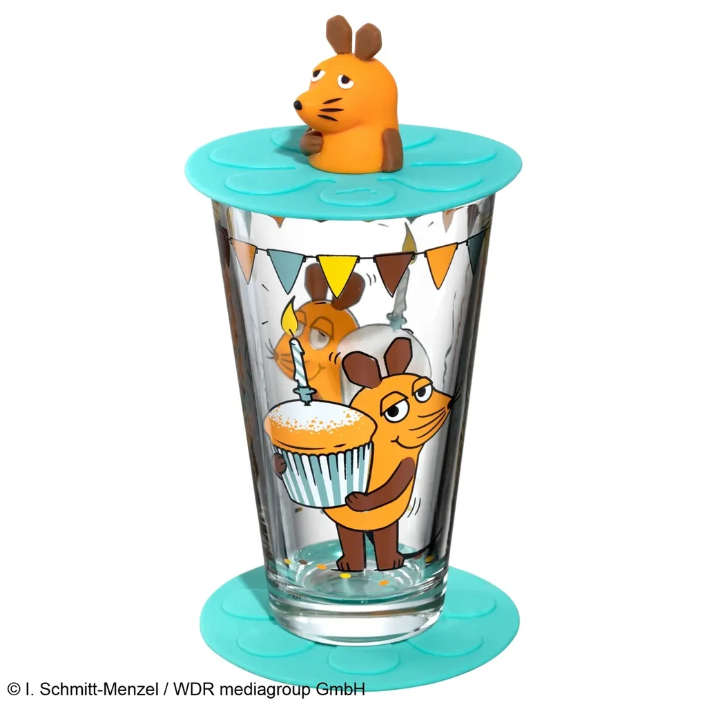 Leonardo Trinkset Bambini Maus Muffin, 3-tlg., Wasserglas, Untersetzer, Deckel, Trinkglas, Glas, 200 Ml, 021705 3 Leonardo Trinkset Bambini Maus Muffin, 3-tlg., Wasserglas, Untersetzer, Deckel, Trinkglas, Glas, 200 Ml, 021705