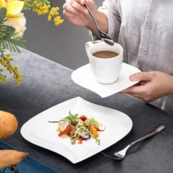 MALACASA, Serie Elvira, 36 Teilig Cremeweiß Porzellan Geschirrset Tafelservice Kaffeeservice Mit Tassen, Untertassen, Dessertteller Für 12 Person -Küchenbedarf Laden 2d4cdc2cea356a8d2db7e4a1597b53cd