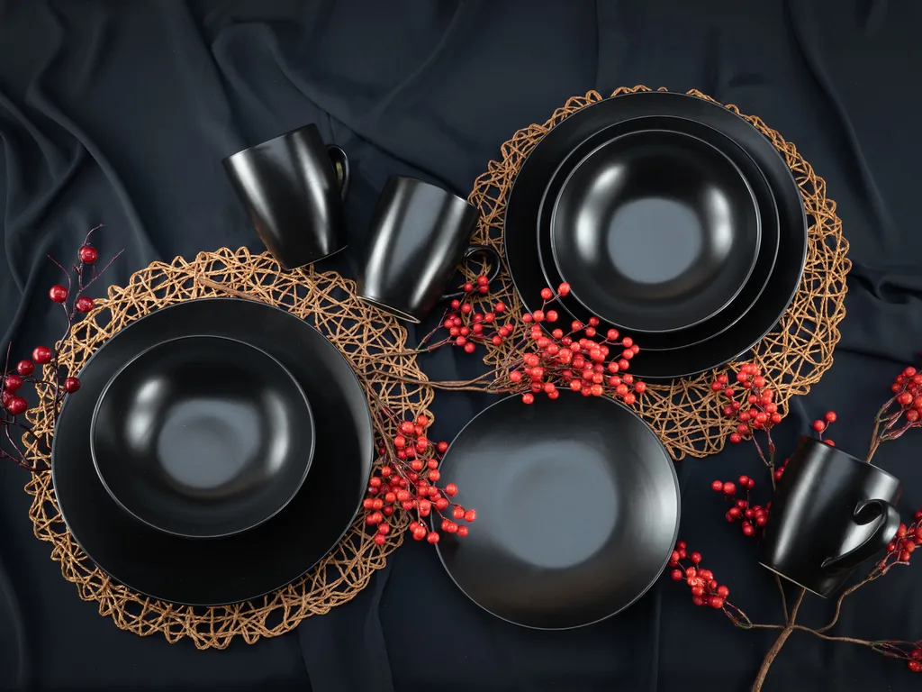 CreaTable 25833 Kombiservice Black Matt Für 4 Personen, Steinzeug, Schwarz (1 Set, 16-teilig) 5 CreaTable 25833 Kombiservice Black Matt Für 4 Personen, Steinzeug, Schwarz (1 Set, 16-teilig) – Bild 3