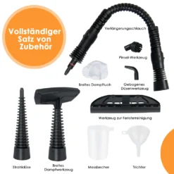 COSTWAY Dampfreiniger Inkl. 9 Zubehör, Handdampfreiniger, Dampfreinigen Handgerät 3 Bar / 250ml / 1050W / 4min Aufheizzeit/für Teppiche, Vorhänge, Autositze, Küche (Orange) -Küchenbedarf Laden 2e321358e2bcf778829cf09aa9d3d03b