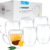 Wessper Doppelwandig Kaffeegläser Mit Henkel, 6 Stück X 350 Ml, Großes Hitzebeständiges Doppelwandglas, Thermogläser, Kaffeegläser Temperaturbeständig Mokkatassen, Teegläser, Latte Machiatto Gläser -Küchenbedarf Laden 2f278a662de2119f68a07e10e08fa662