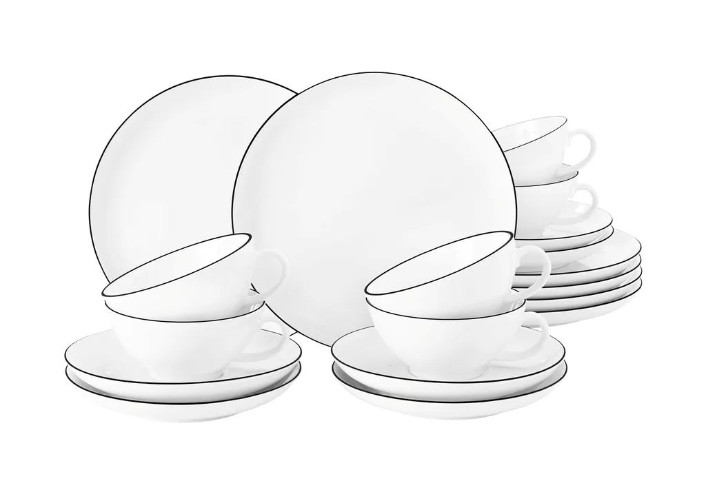 Seltmann Weiden Lido Black Line Tee-Set Groß 18-tlg. 3 Seltmann Weiden Lido Black Line Tee-Set Groß 18-tlg.