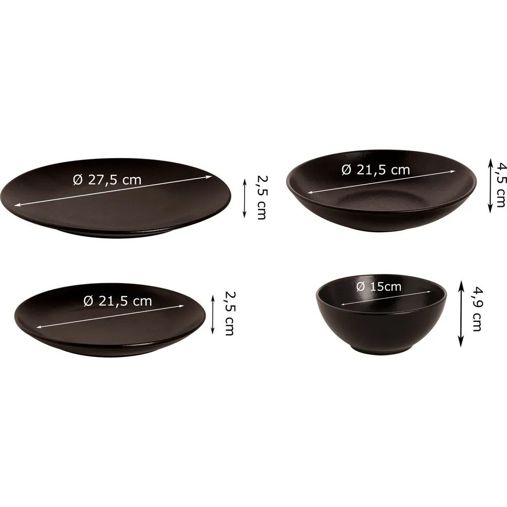 Mammoet Moon Geschirrset 6 Personen, Steingut, Bestehend Aus Tiefen Und Flachen Tellern Sowie Schalen – Je 6 Stück, Matt Schwarz, Moderne Form, Spülmaschinenfest 4 Mammoet Moon Geschirrset 6 Personen, Steingut, Bestehend Aus Tiefen Und Flachen Tellern Sowie Schalen – Je 6 Stück, Matt Schwarz, Moderne Form, Spülmaschinenfest – Bild 2