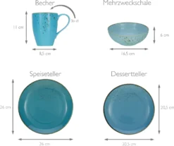 CreaTable 20157 Kombiservice Nature Collection Aqua Für 4 Personen, Steinzeug, Aqua (1 Set, 16-teilig) -Küchenbedarf Laden 343b6934b8cf8ef0366eb85e6d030ec6