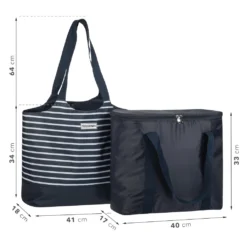 Strandtasche 2 In 1 Kühltasche + SchultertascheAHOI Blau Weiß - Navy -Küchenbedarf Laden 38832ab1c973f2a19cb5cc3ac6b46001