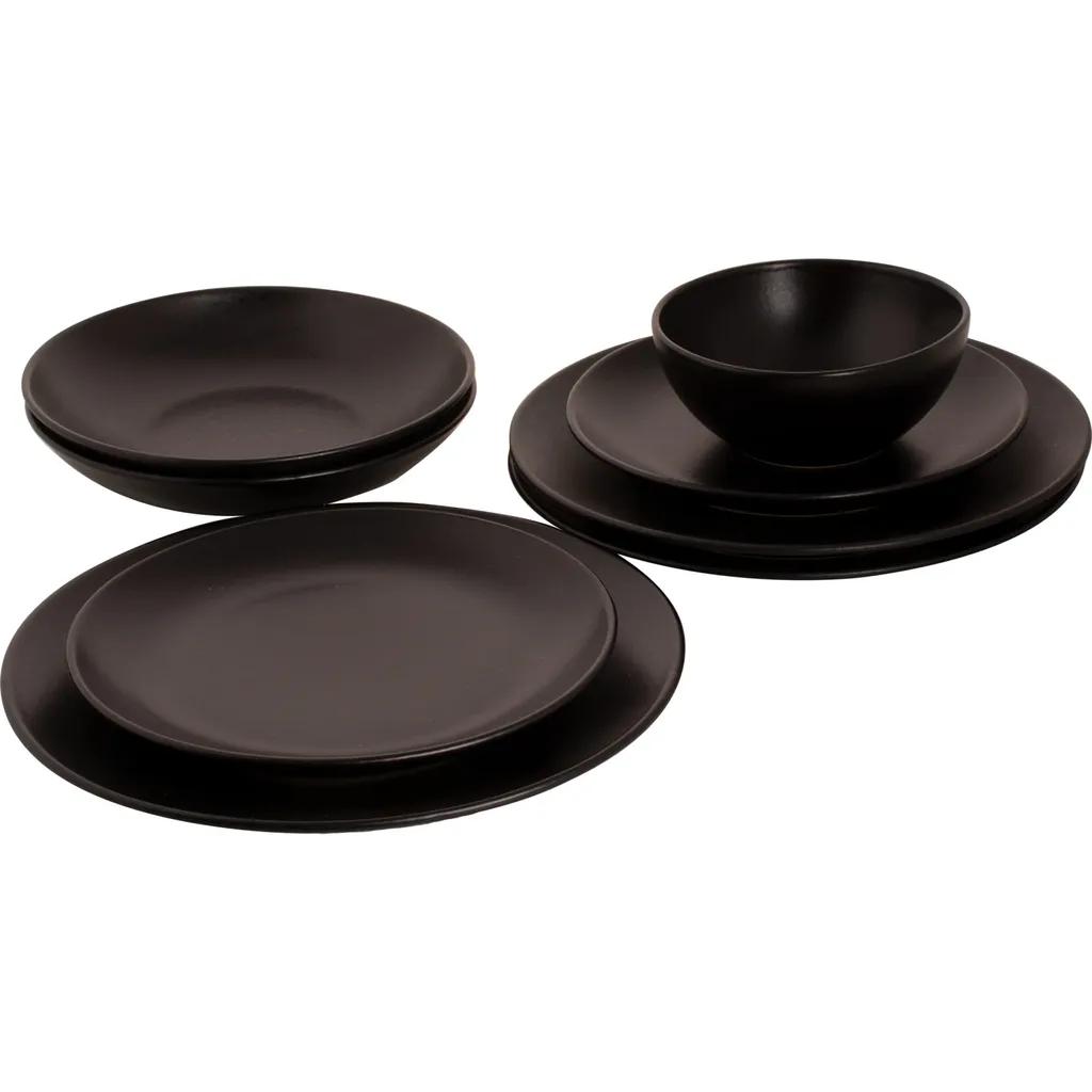 Mammoet Moon Geschirrset 6 Personen, Steingut, Bestehend Aus Tiefen Und Flachen Tellern Sowie Schalen – Je 6 Stück, Matt Schwarz, Moderne Form, Spülmaschinenfest 3 Mammoet Moon Geschirrset 6 Personen, Steingut, Bestehend Aus Tiefen Und Flachen Tellern Sowie Schalen – Je 6 Stück, Matt Schwarz, Moderne Form, Spülmaschinenfest