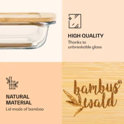 Klarstein Bambuswald Aufschnittbox Mit Deckel , 1 Liter , 2er Set , Glas & Bambus , Hitzebeständig , Spülmaschinenfest , Stapelbar -Küchenbedarf Laden 3a66a15ee1ab858fbd374b10c5d30bff