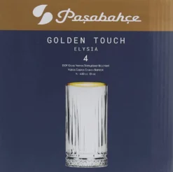 Pasabahce Elysia Golden Touch Long Drink Gläser 4-teiliges Set Mit Goldrand 280ml -Küchenbedarf Laden 3a6c4bd59b6ebff76e5bf14169b6b6dd