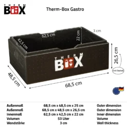 Profibox B53 - Wand: 3cm - Volumen: 53L - Innenmaß: 62,5x42,5x22cm - Wiederverwendbar Isolierbox Thermobox Kühlbox Warmhaltebox - Für E2 Kiste 10 Profibox B53 - Wand: 3cm - Volumen: 53L - Innenmaß: 62,5x42,5x22cm - Wiederverwendbar Isolierbox Thermobox Kühlbox Warmhaltebox - Für E2 Kiste -Küchenbedarf Laden 3aee123db811cff9268931a178905c9c