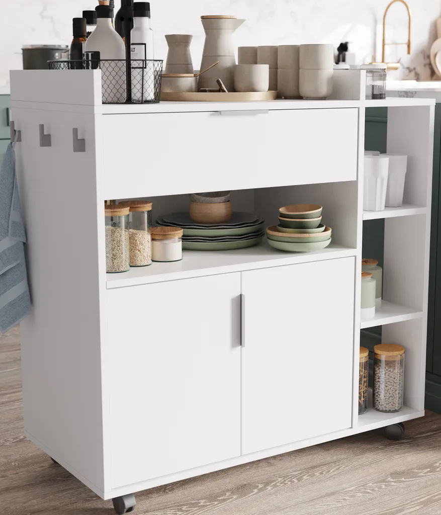 Servierwagen "Karl" In Weiß Universal Haushaltswagen Auf Rollen Mit Vielen Einsatzmöglichkeiten 3 Servierwagen "Karl" In Weiß Universal Haushaltswagen Auf Rollen Mit Vielen Einsatzmöglichkeiten