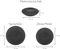 CreaTable 23211 Tafelservice Elements Collection Vesuvio Black Für 4 Personen, Steinzeug, Schwarz/grau (1 Set, 12-teilig) -Küchenbedarf Laden 41d66871924b945b0b73003664d3de46